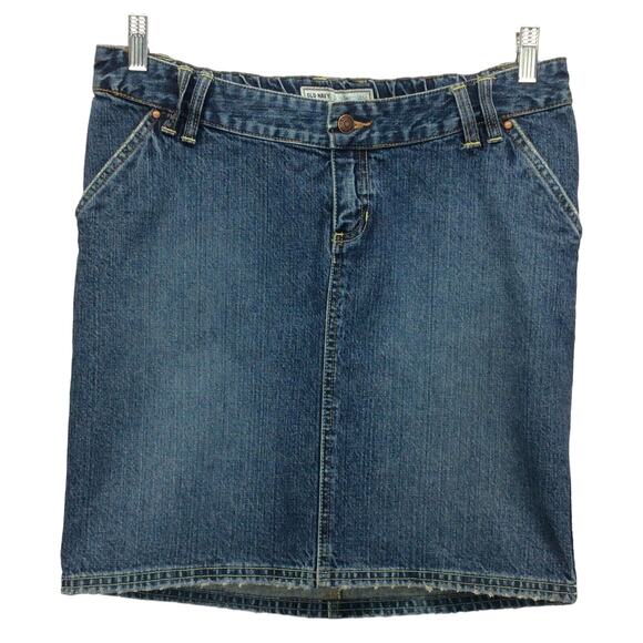 Old Navy Maternity Jean Skirt Women’s Sz S Back Elastic Waist Pockets Low Rise - Picture 4 of 6